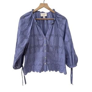 Cleobella Lavender Eyelet Button-Front Blouse